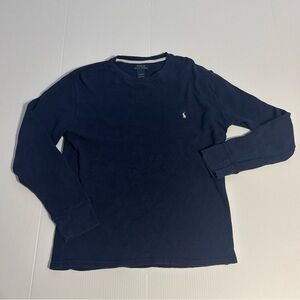 Polo Ralph Lauren Men's Waffle Knit Navy Blue Long Sleeve Shirt Cotton XL